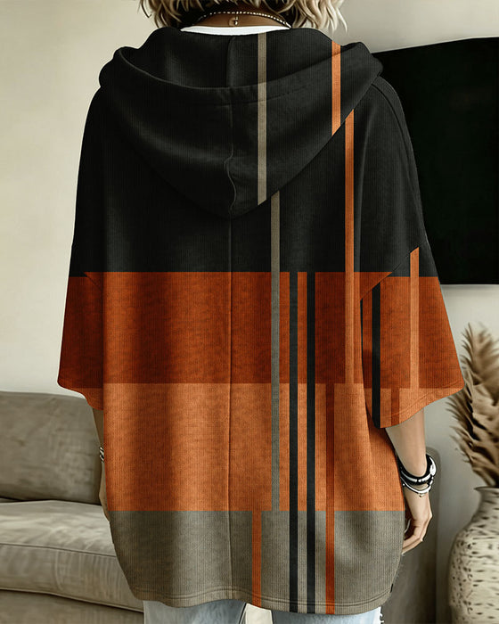 Sweatshirt Fargeblokk Stripet Raglanskulder Hetta