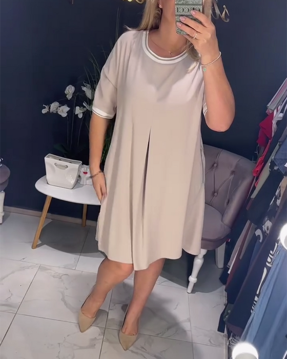 Kjole tilfeldig elegant rund halslomme