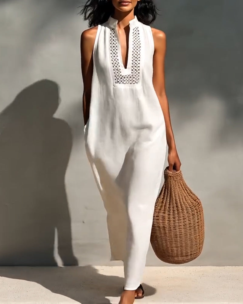 Kjole Ermløs V-hals Lang