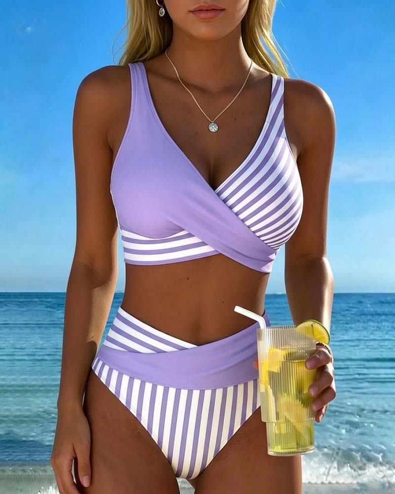 Bikini Kryssstripet Trykt
