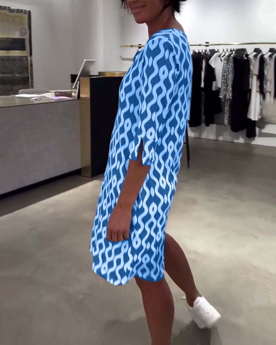 Kjole Ståkrage Midilengde Trykt