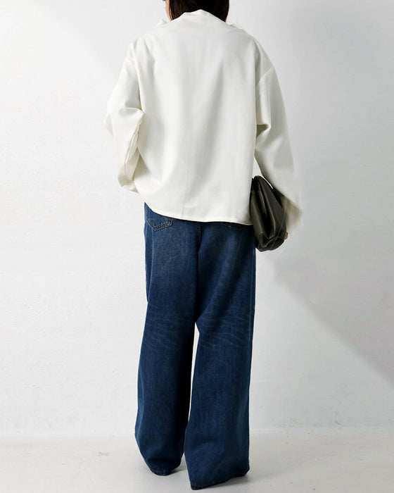 Bluse med løs passform og lange ermer