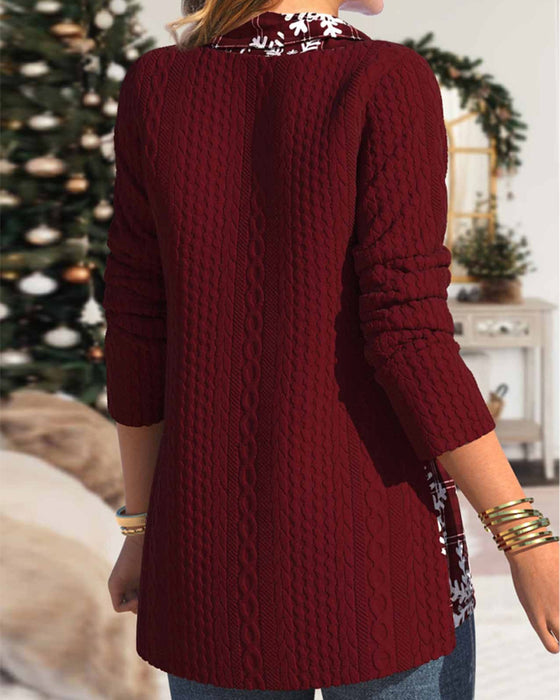 Topp med snøfnuggtrykk med krage