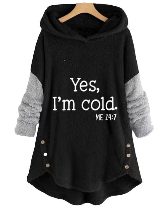 Uformell, langermet hettegenser med trykk Tunika-topp