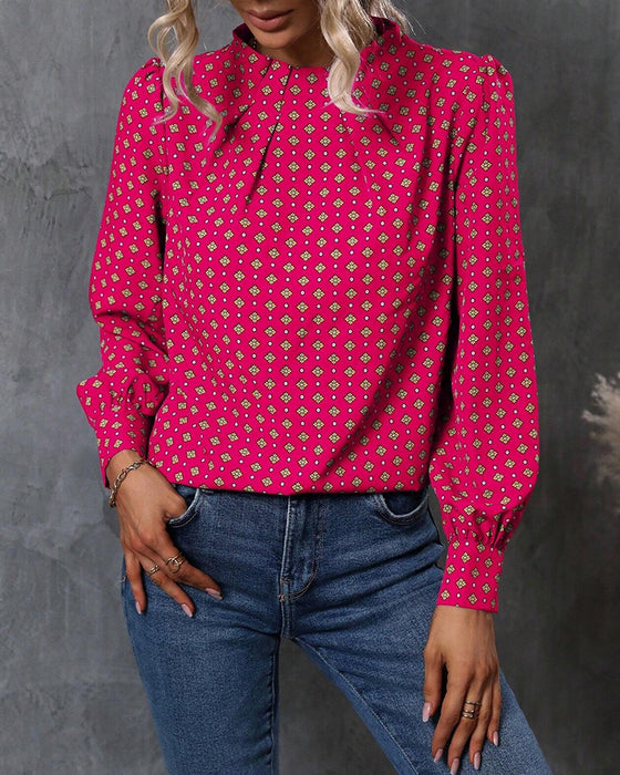 Bluse med vintage stil og print