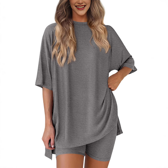 Sett Med Avslappet Passform I Ensfarget Casual Stil