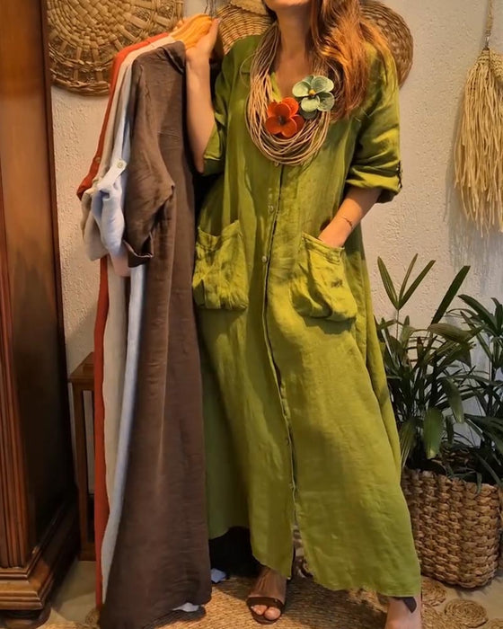 Kjole Lomme Lin Cardigan Avslappet