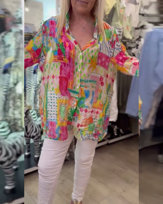 Skjorte Fargerik Stilig Krage