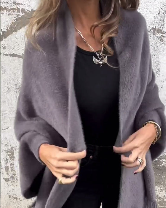 Uformell cardigan med solid farge og frynser