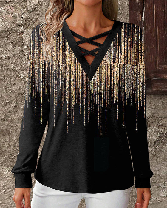 Topp V-Hals Trykt Slim-Fit