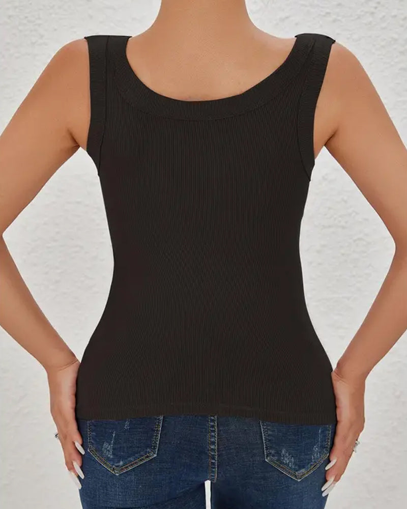 Ribbet Polstret Camisole Med Innebygd Bh