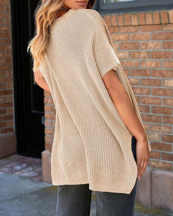 Pullover Ensfarget Rundhalset Flagermuserme