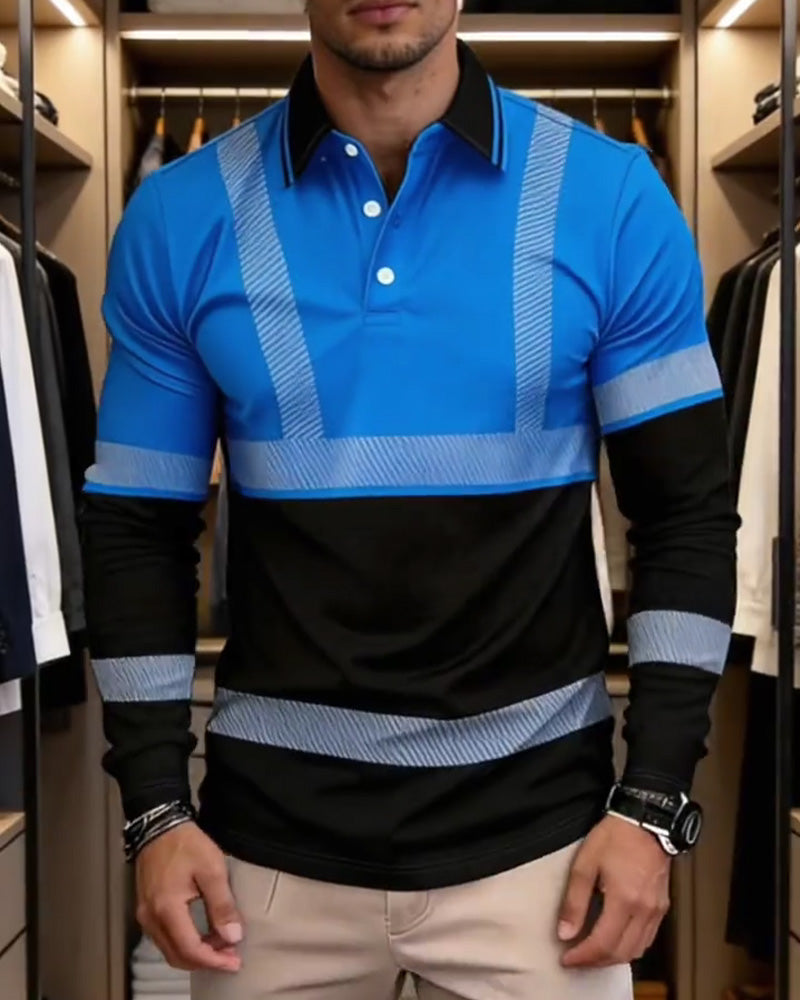 Skjorte Fargeblokk Stripet Lang Erme