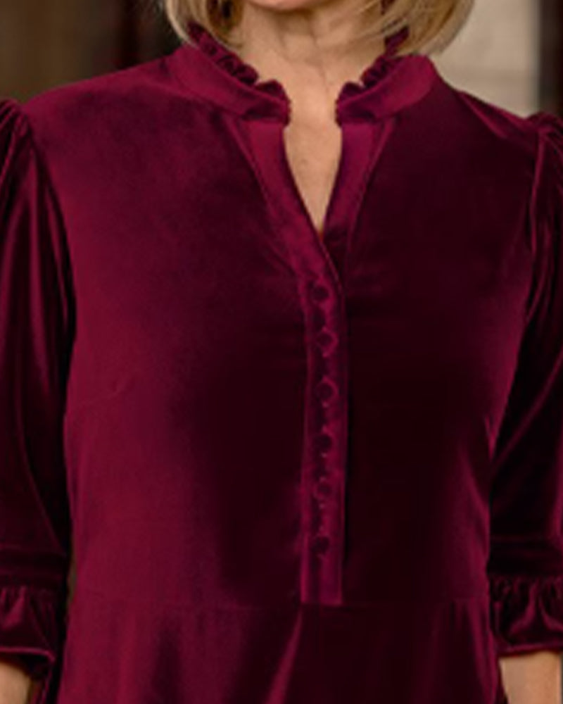 Kjole Rysjekrage Fløyel A-linje