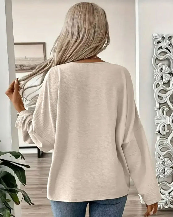 Bluse Solid Casual Lang Erme