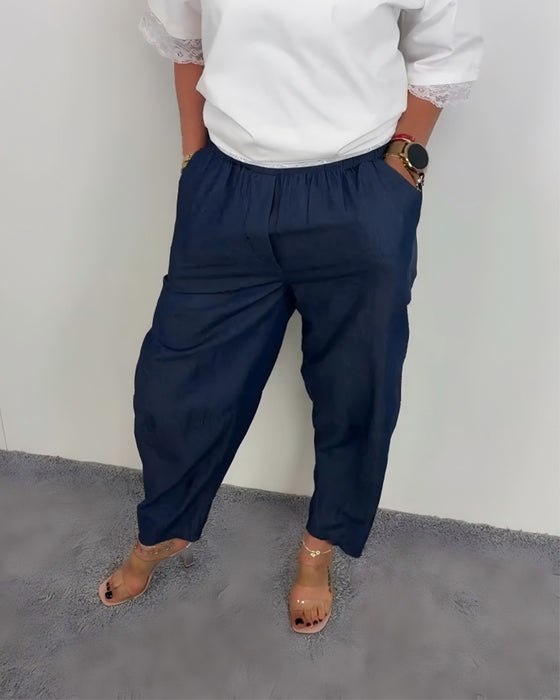 Bukser Stilige Lomme Denim Lange