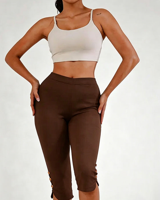 Leggings Ensfarget Slim-Fit Avkortet