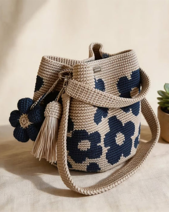 Veske Heklet Blomst Tote