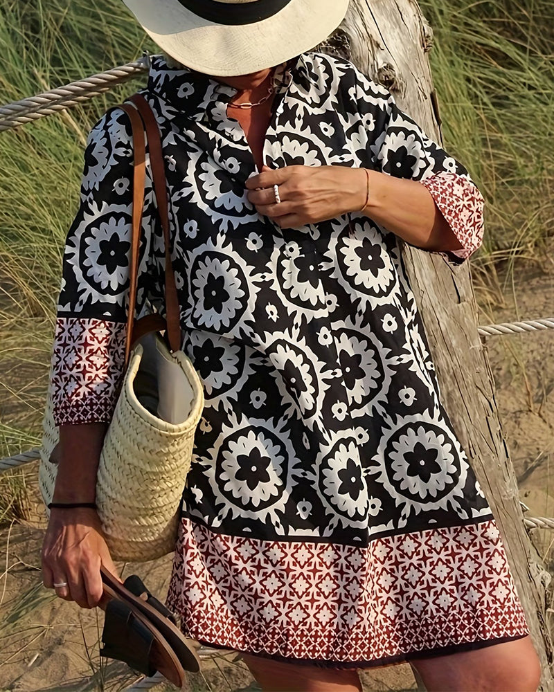 Kjole Etnisk Stil Trekvart Erm