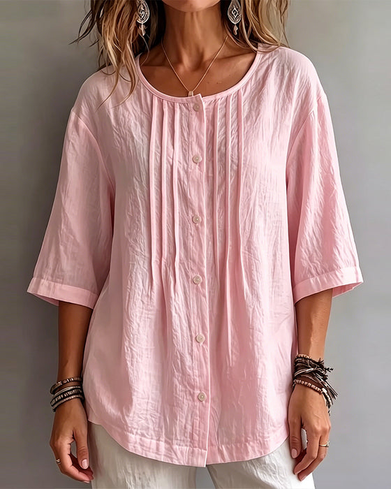 Bluse Avslappet Enfarget Halvermer