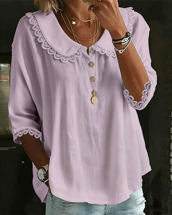 Bluse Kniplingkantet Innfelling Babykrage