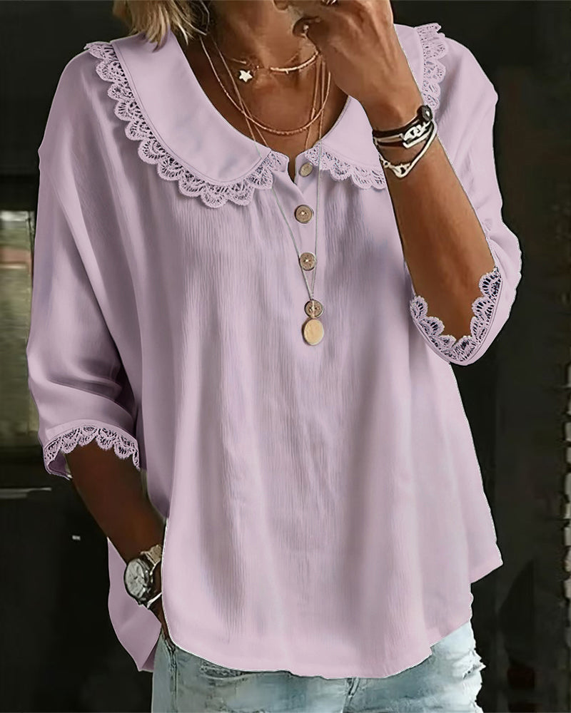 Bluse Kniplingkantet Innfelling Babykrage