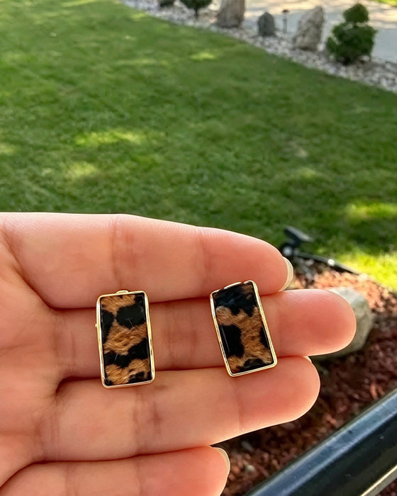 Dame Leopardmønster Geometrisk Statement Ringerøredobber
