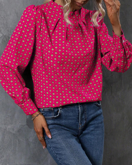 Bluse med vintage stil og print