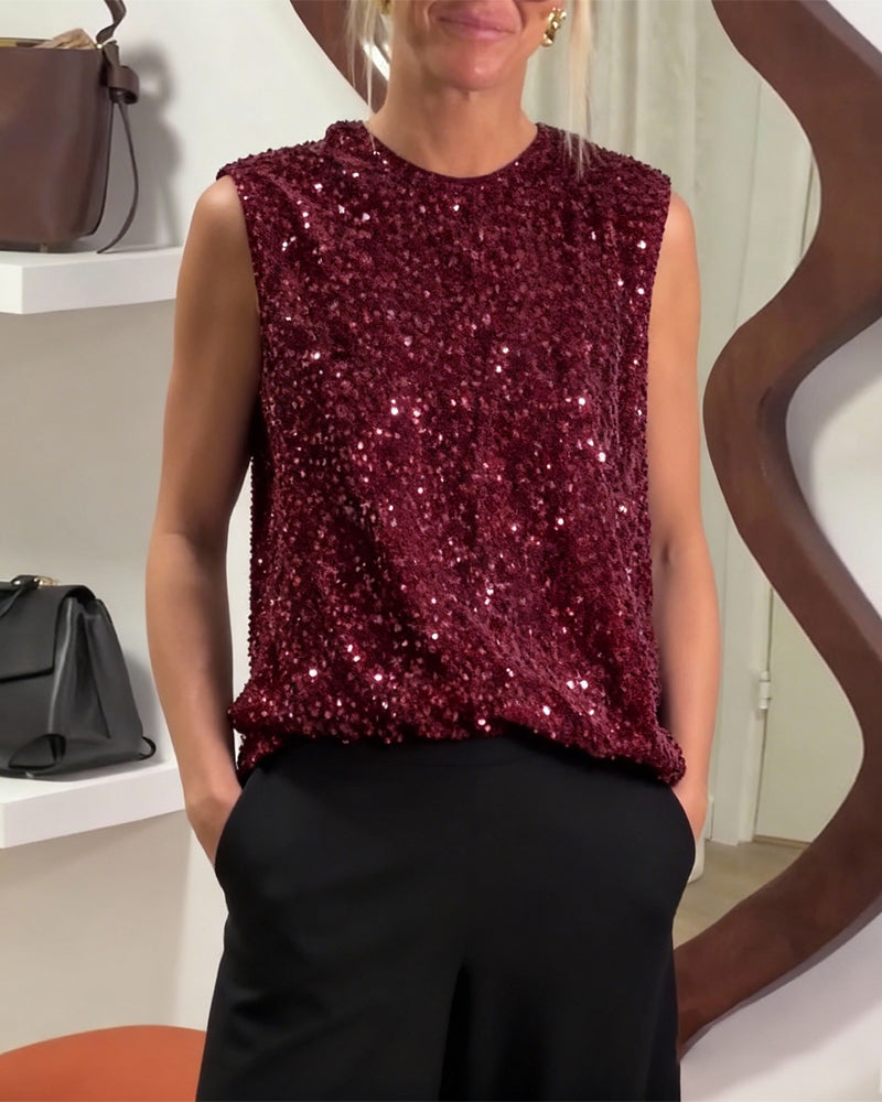 Tank Topp Modisk Sløyfe Glitter