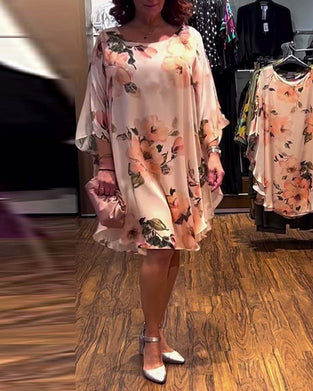 Kjole Trykket Flaggermusermet