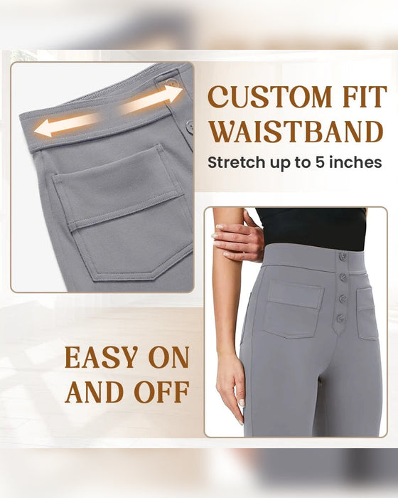 Bukse Høyhalset Knapping Vide Ben