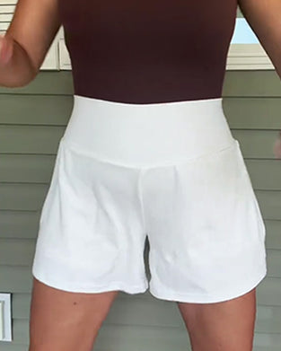 Shorts Høy Midje Anti-Eksponering Dobbel Lag Sport