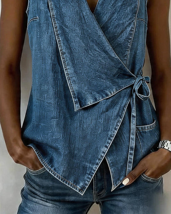 Topp Vintage Denim Ermeløs Innsående