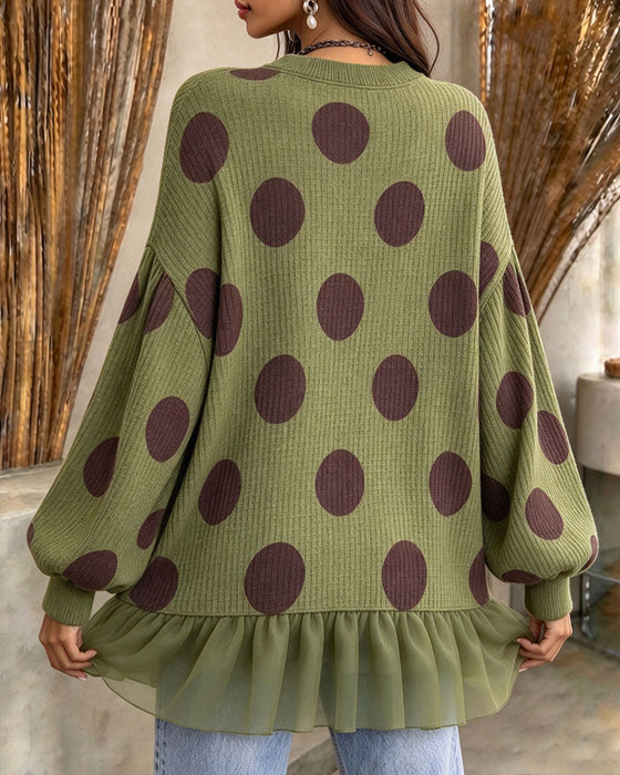 Sweatshirt Rund Hals Prikket Rysje