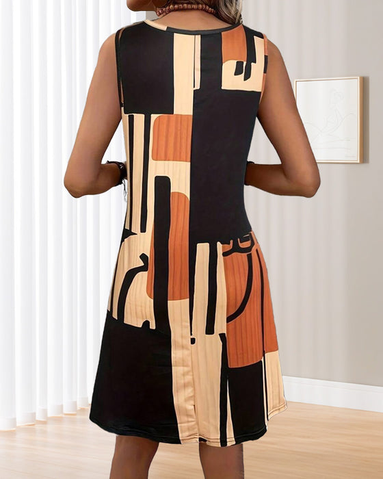 Kjole Ermløs Rundhals Retroprint