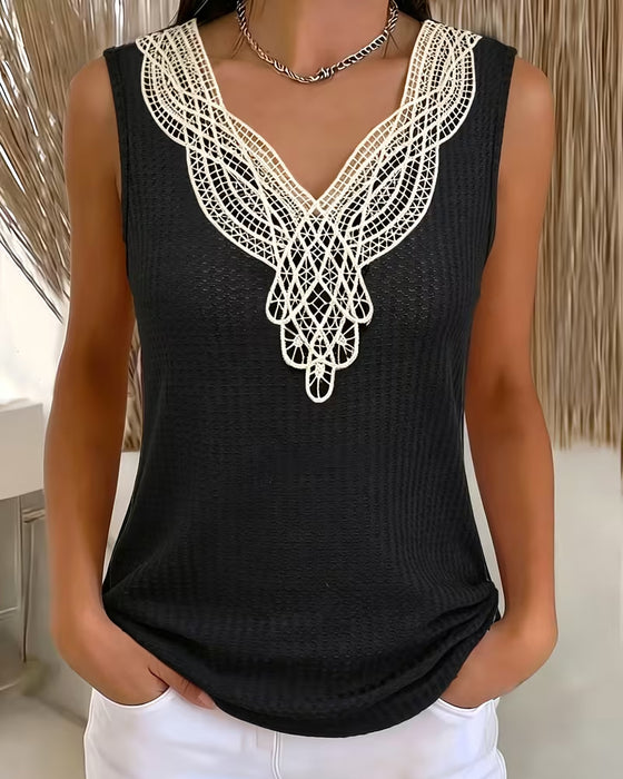 Tank Top Blonder V-Hals Ribbet