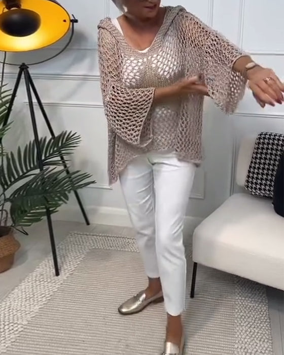 Ensfarget hettegenser med stjerneutskjæring