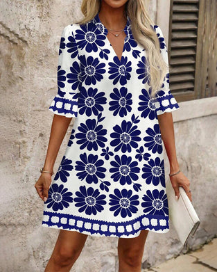 Elegant Rett Kjole Med Floral Trykk