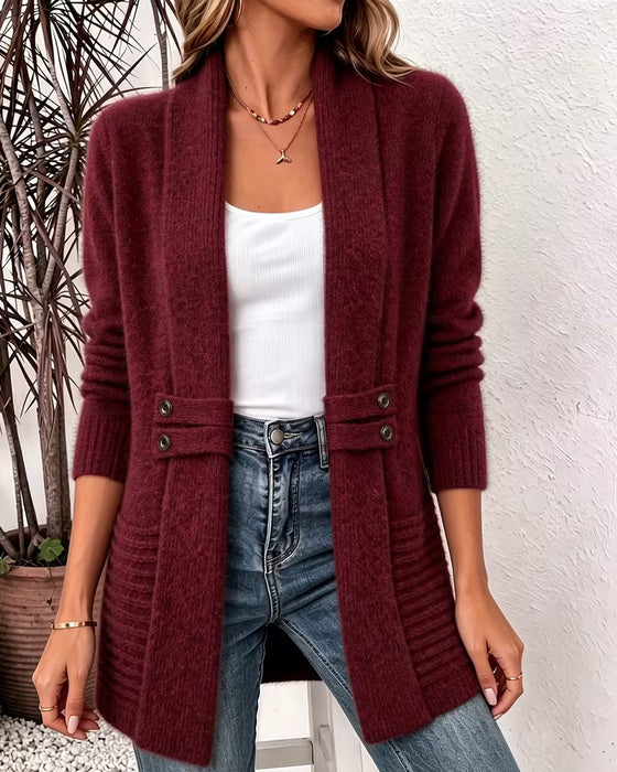 Cardigan Solid Farge Knapp Pyntet