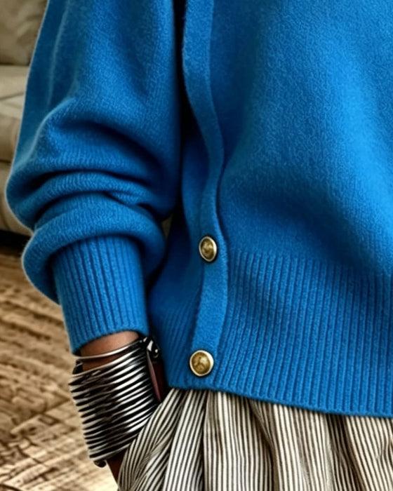 Pullover Diagonal Metall Knapp Turtleneck