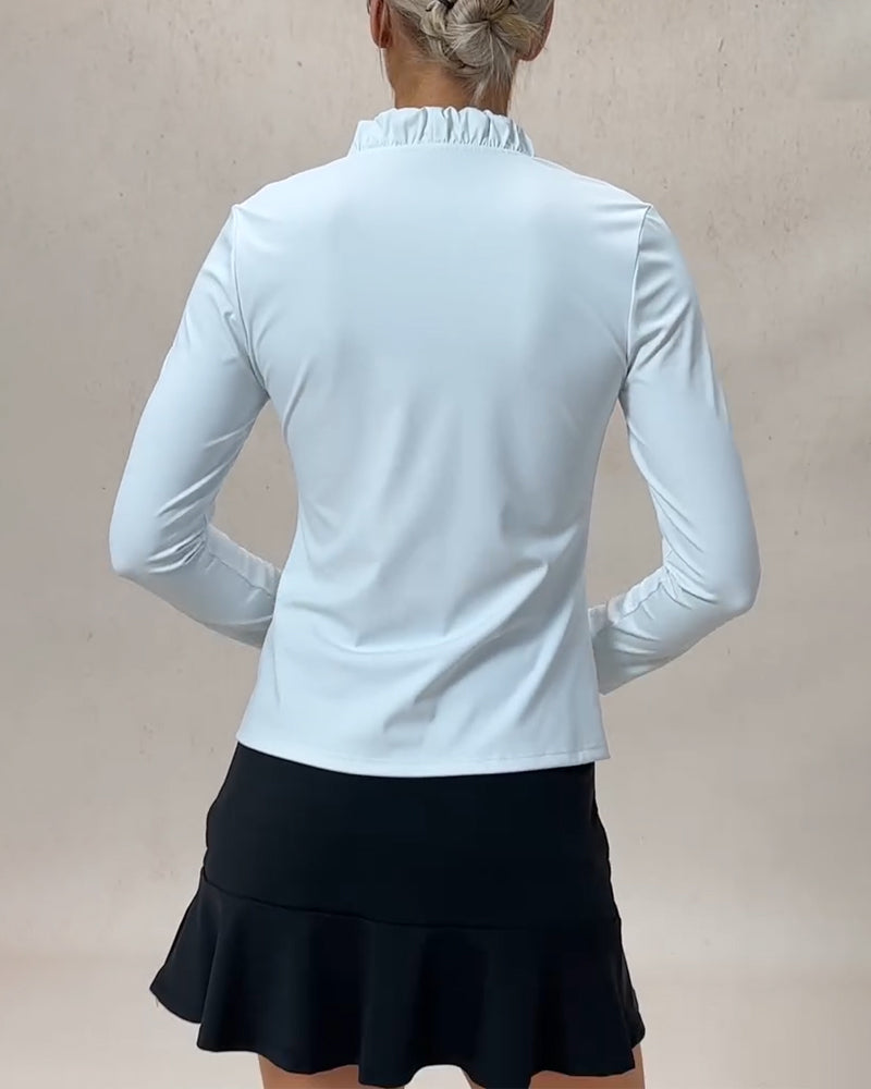 Topp Høy Stretch Rasktørk Rysjet V-Hals Uformell