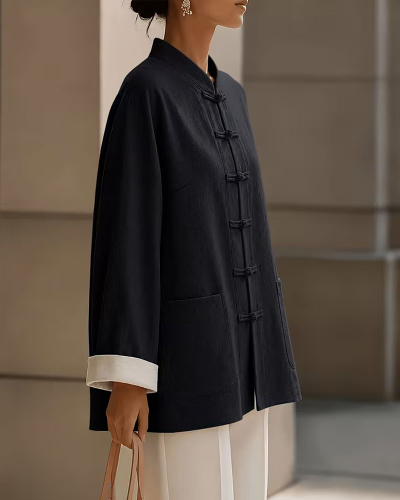 Kåpe Ensfarget Knappet Ståkrage