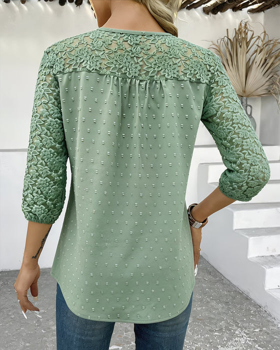 Bluse Blonder Patchwork 3D Blomstrende