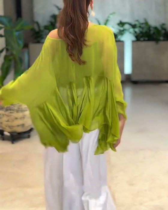 Bluse Med Elegant Ensfarget Stil