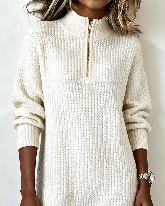 Genserkjole Halv-Zip Turtleneck Ensfarget