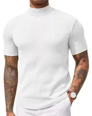 T-Shirt Mock Neck Herre Kort Erme