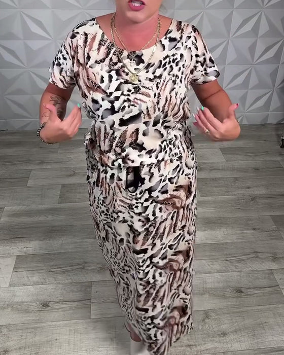 Kjole Rund Hals Sebraprint