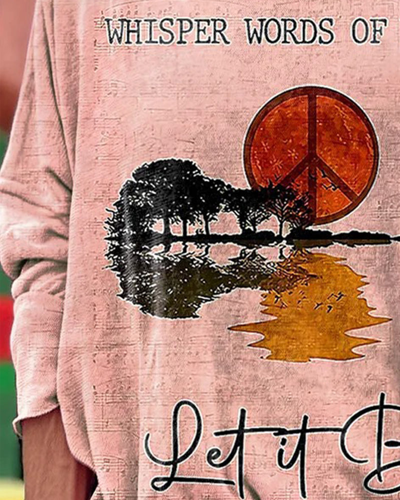 Topp Med Slitt Gitarprint Langermet