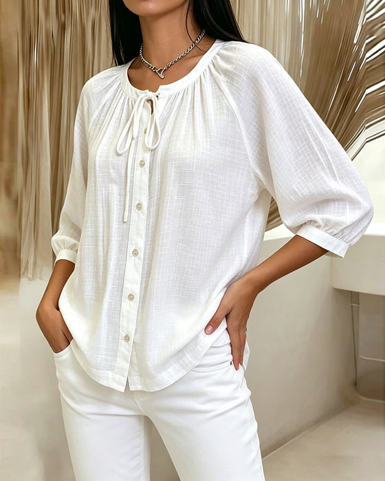 Bluse Rund Hals Enfarget