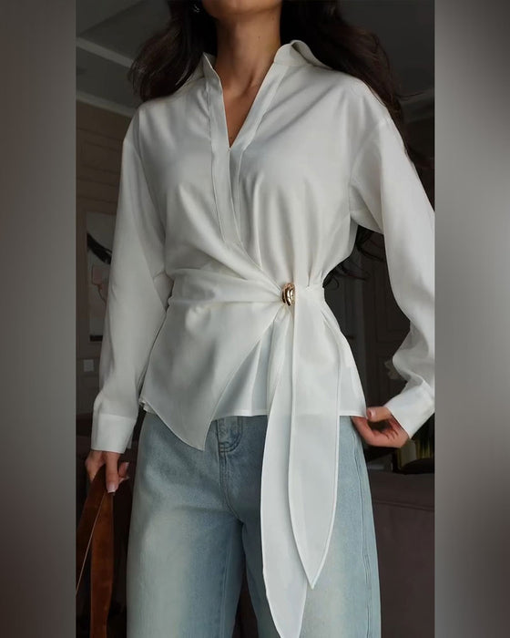 Bluse Enfarget Med Belte